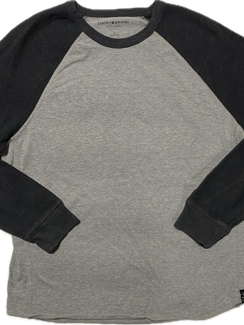 Lucky Brand Gray Body with Black Raglan Long-Sleeve Tee